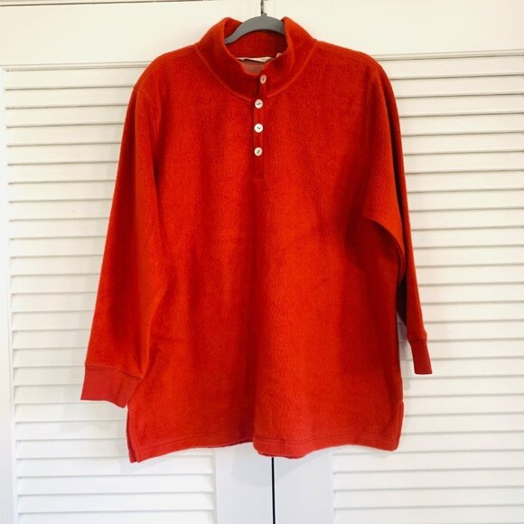 New Soft Surroundings Orange Fleece Cuddle Pullover PXL - Picture 3 of 12